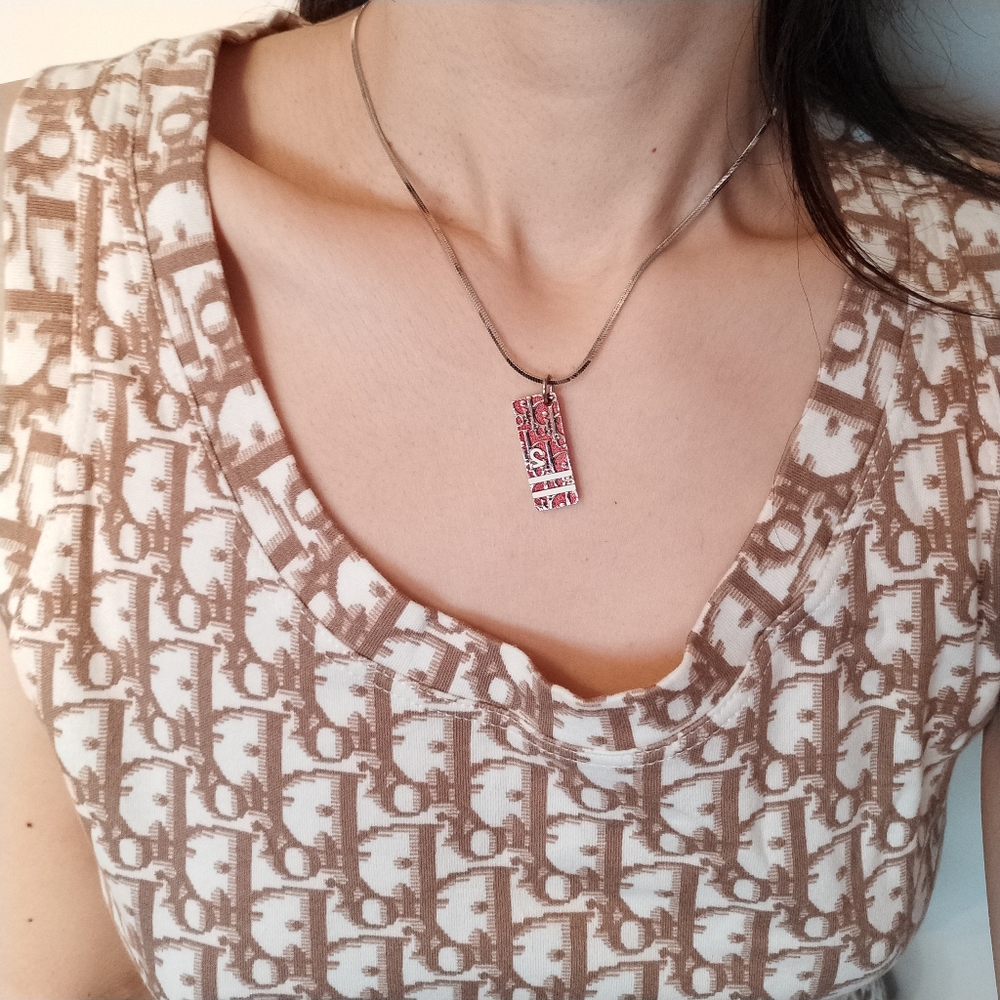 Authentic Christian Dior Vintage Trotter Red Necklace and Earring